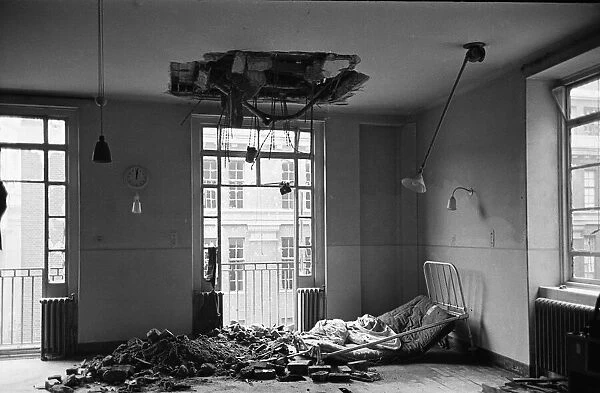 A ceiling collapse on a ward on the first floor of The Westminster Hospital after