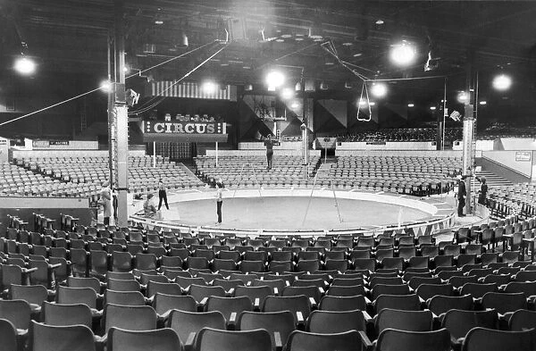 The circus ring at Kings Hall, Belle Vue, Manchester, is prepared for the last