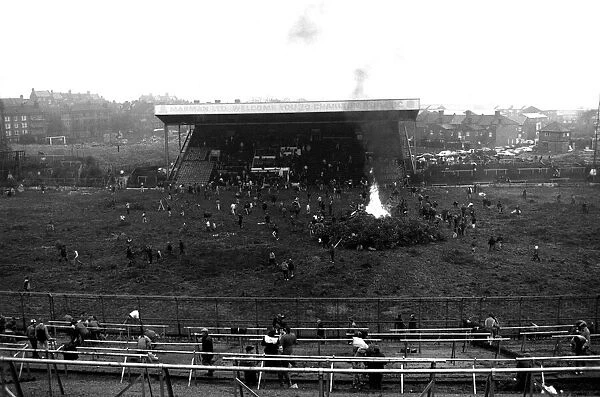 Clearing up at Charlton Athletics football ground, The Valley