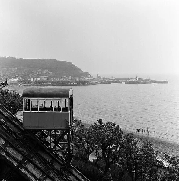 A cliff railway at Scarborough, North Yorkshire. May 1964