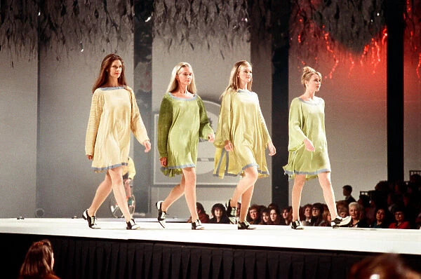 Clothes Show Live, models walking down the catwalk, Birmingham NEC, 6th December 1990
