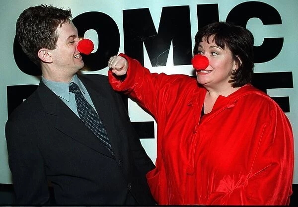 Comic relief Red Nose Launch. Matthew Wright and Dawn French. February 1997