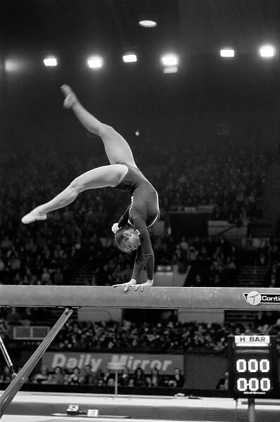 Competitor on the beam in the 'Champions All'Gymnastics Competition