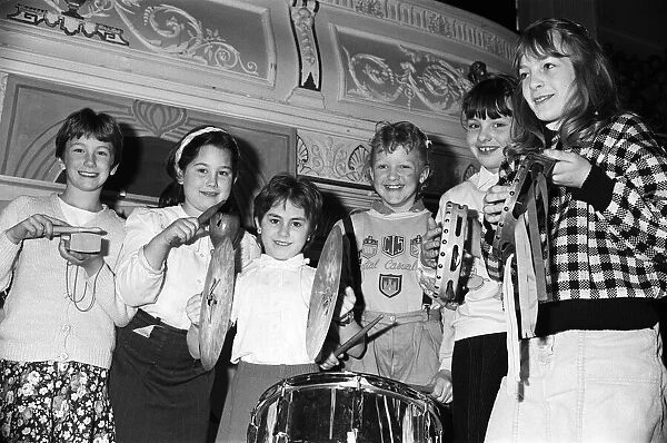 The Cowersley Junior School percussionists, from left, Alison Sykes, Antonia Tweed