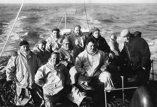 Coxswain Derek Scott with the crew of the Mumbles lifeboat