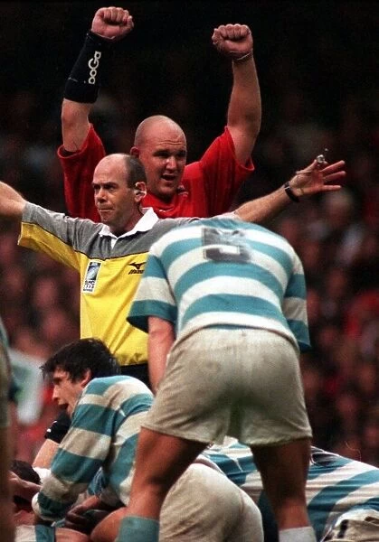 Craig Quinnell celebrates at the end of match October 1999 in the opening match of