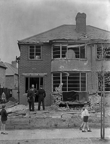 Damage to a house in Pype Hayes, Erdington, Birmingham. This was the first air raid
