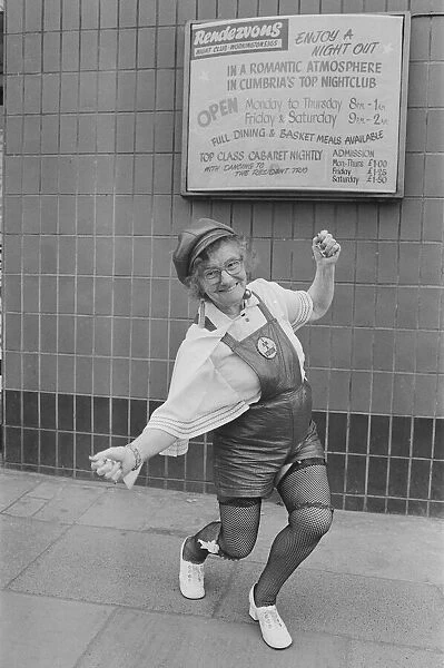 Dancing granny Jenny Gorman shows of her some of her moves. 6th May 1979