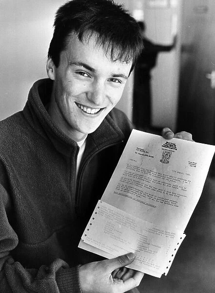David Massam of Olchfa School, Swansea with his exam results - five A grades at A Level