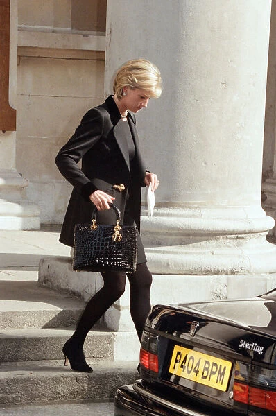 Diana, Princess Of Wales, as she leaves the memorial service of photographer Terence