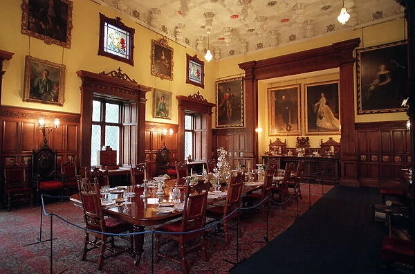 The Dining room in Glamis Castle Scotland where the Queen Mother was born