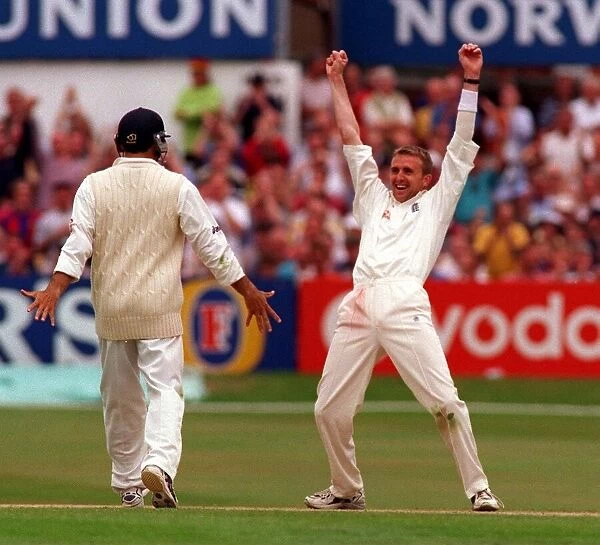 Dominic Cork England cricket player August 1998 celebrates after South Africa lose