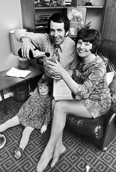 Don Maclean, actor and comedian, celebrates with wife Toni and daughter Rachel aged 2
