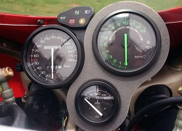 Ducati 748 Red motorbike - control panel, speedometer, rev counter and petrol gauge