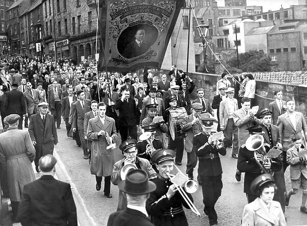 Durham Miners Gala - A brass band leads the march