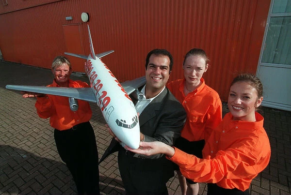 Easyjet promotion at Luton airport Stavros Niarchos. October 1997