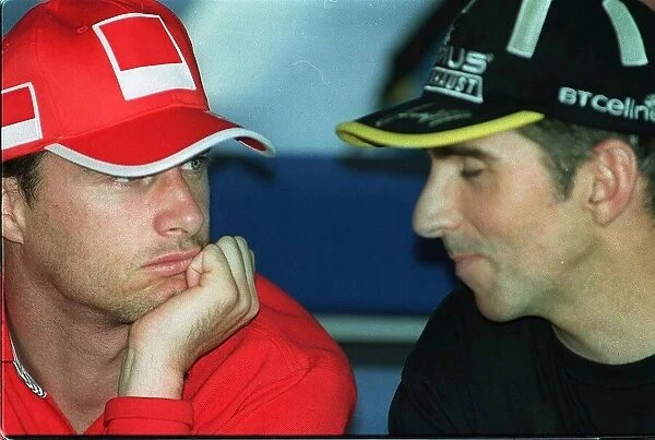 Eddie Irvine and Damon Hill in the afternoon press conference before 1999 British Grand