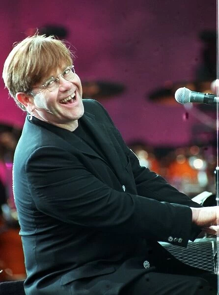 Elton John June 1998 during his duet concert with Billy Joel at Ibrox