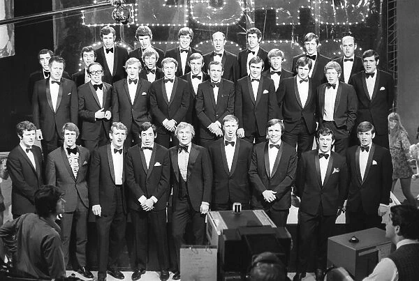 The England 1970 World Cup Football squad on Top of the Pops singing their No