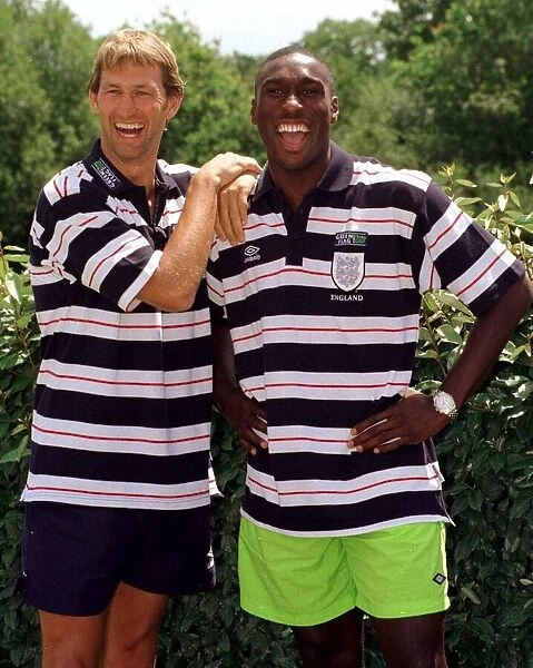 England defenders Tony Adams and Sol Campbell JUNE 1998 in France training