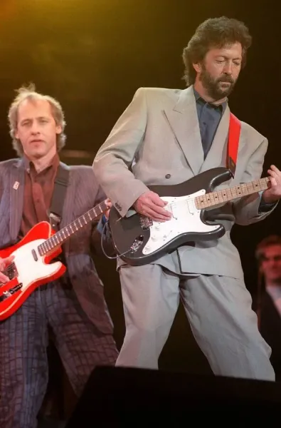 Eric Clapton and Mark Knopfler 1988 at the Nelson Mandela Concert