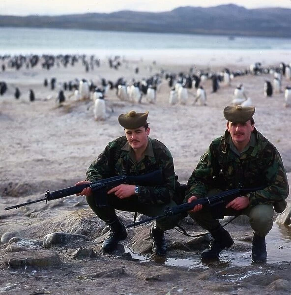 Falklands War 1982 Scottish soldiers who form part of the garrison left to gaurd