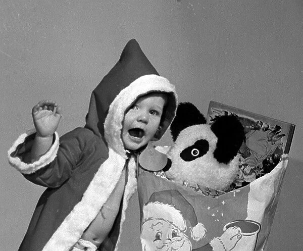 Father Christmas December 1970 16 month old Tiffany Frase Steele of West Hampsted