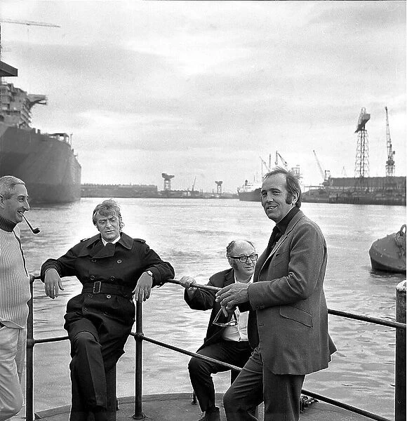 The filming of Get Carter at Wallsend in 1970 with actors Ian Hendry (right