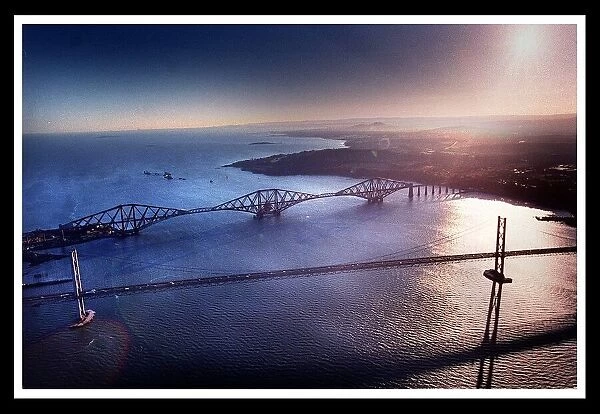 The Firth of Forth crossed by the Rail and Road bridges