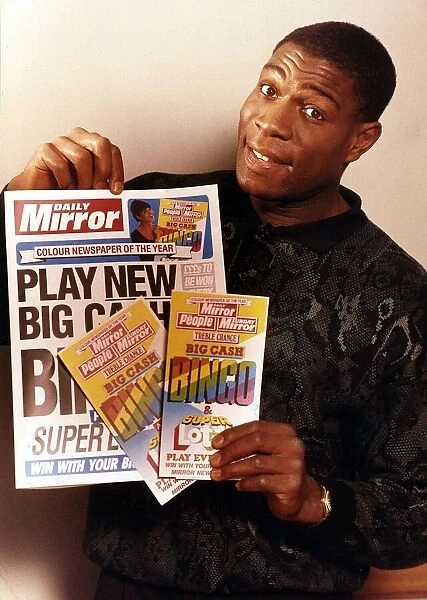Frank Bruno Boxing Holding Mirror news paper and bingo