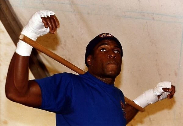 Frank Bruno in training for his fight against Carl The Truth Williams
