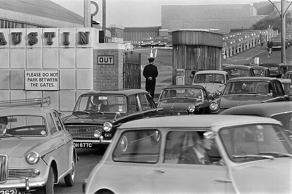 General scenes outside the BMC factory in Longbridge, Birmingham after new cars rolled