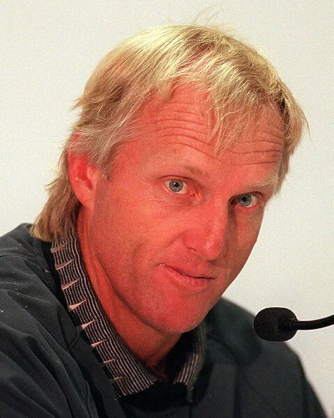 Greg Norman golfer at a press conference July 1997 on the eve of the Open Golf tournament