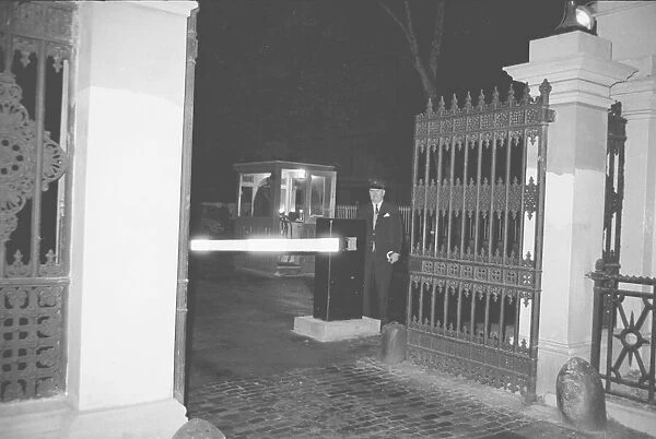 A guard stands on duty outside the Russian Embassy in London September 1971