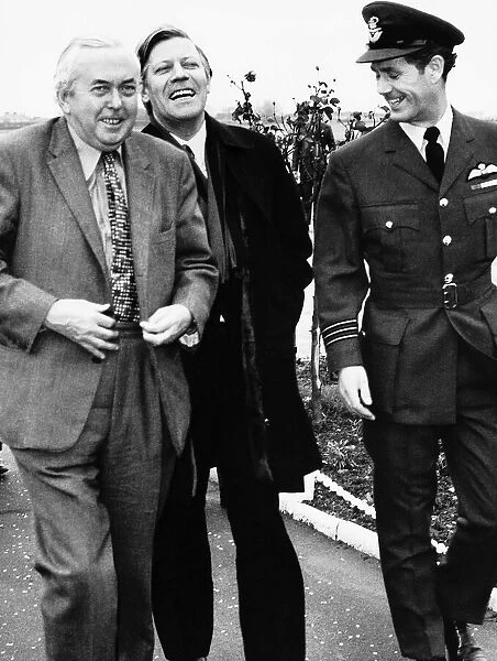 Harold Wilson Prime Minister with the West Germany Chancellor Helmut Schmidt leaving for