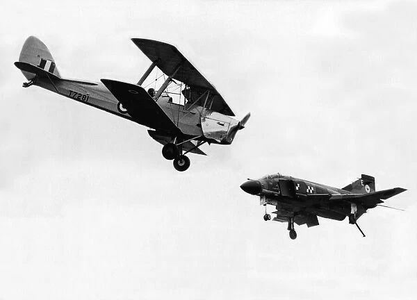 A de Havilland Tiger Moth and a RAF McDonnell Douglas F-4 Phantom at the Sunderland Air