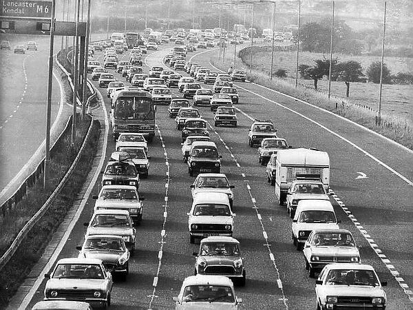 Heavy traffic on the M6. 29th August 1983