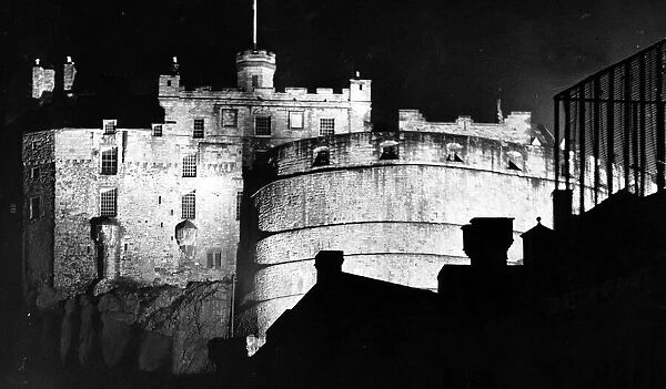 Historical Buildings Edinburgh Castle illuminated at night