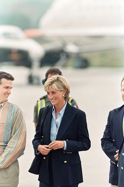 HRH, The Princess of Wales, Princess Diana, on her arrival at Sarajevo airport Friday
