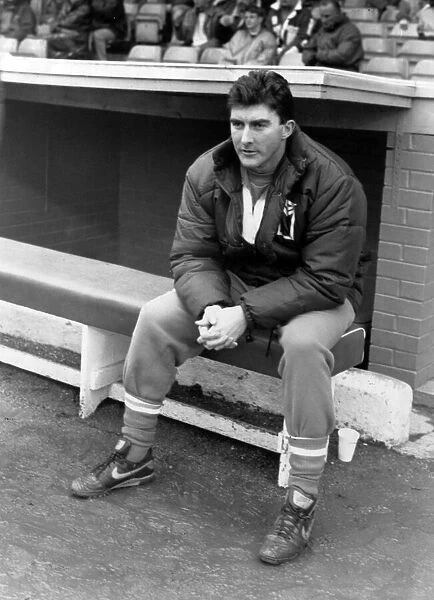 Ian Atkins, Birmingham City Assistant Manager, pictured in dugout before match at St