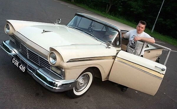 Ian Sharp with his beige 1957 Ford Fairlane