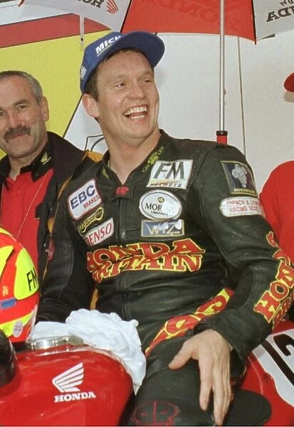 Ian Simpson Racing Driver June 1998 celebrates celebrating after winning