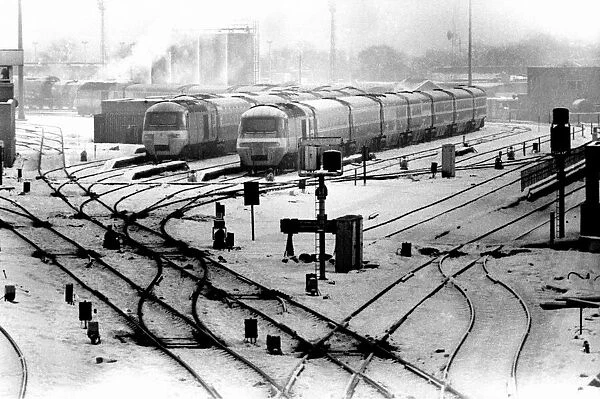 Some of the Inter-City 125 High Speed trains standing in the snow at Heaton Depot on 13th