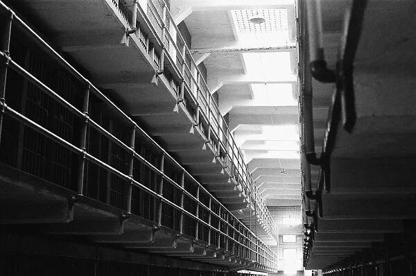 Interior of a cell block in Alcatraz prison, San Francisco Bay