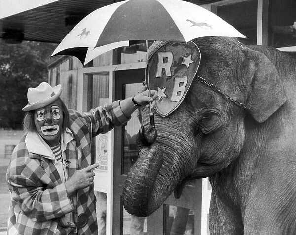 Jack Fossett and Maureen the elephant at Belle Vue to promote the 1989 Belle Vue Circus