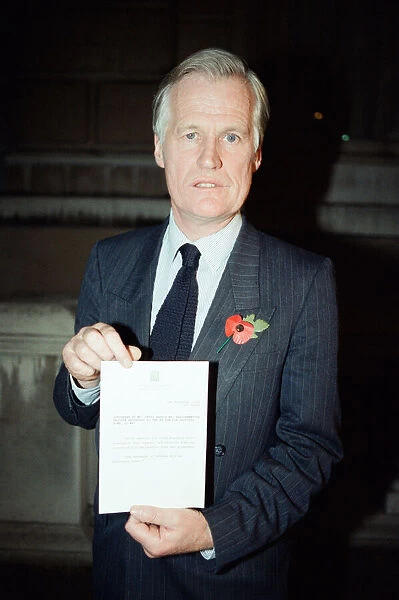 Jeffrey Heard MP holds a notice from the House of Commons regarding the resignation of