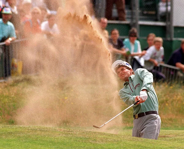 Jesper Parnevik at the Open Golf Championship July 1997 Plays a difficult shot out of