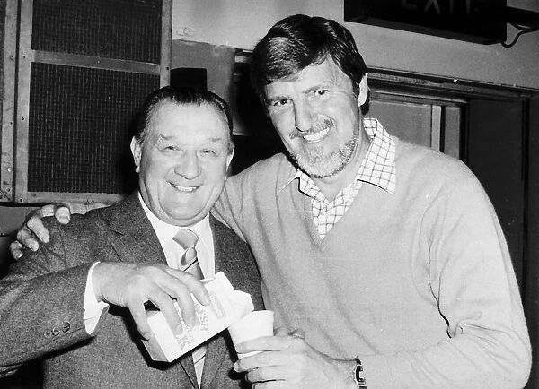 Jimmy Hill March 1983 TV Presenter with Bob Paisley Liverpool Football Manager