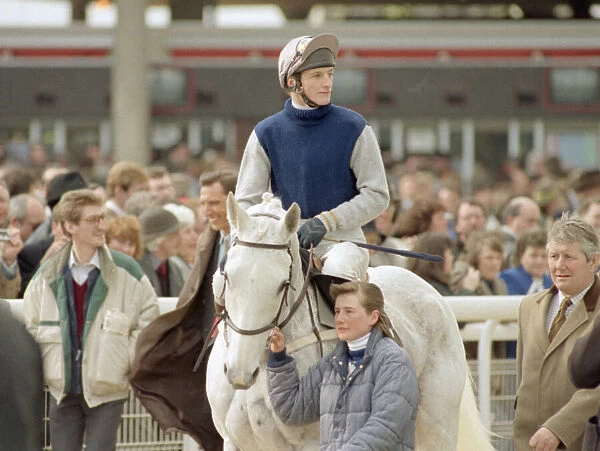 Jockey Richard Dunwoody on Desert Orchid after finishing in third place in the Gold Cup