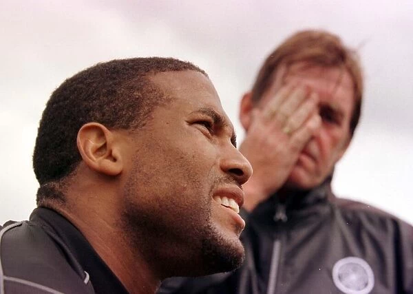 John Barnes July 1999 with Kenny Dalglish during a celtic training session in Norway